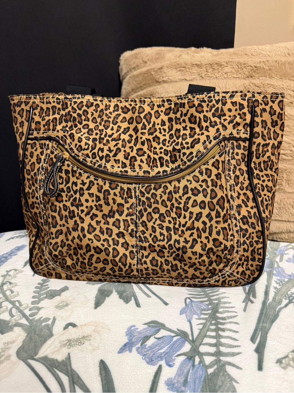 ✨🐆Nine West Leopard Print Canvas Tote Bag | Front Zip Pocket 🐆✨